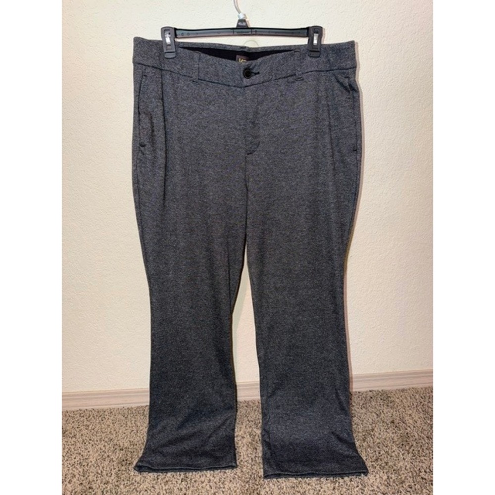 Lee Womens Charcoal Gray Knit Dress Pants 18W Medium Straight Leg Trousers
